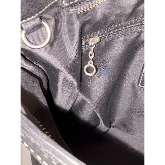 Coach Shoulder Bag Womens Medium Black Leather Zip Tote Buckle Purse Everyday - Picture 8 of 9